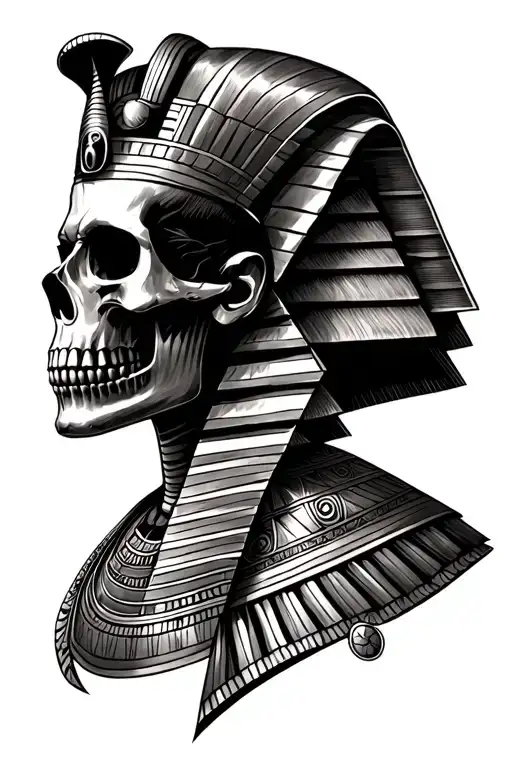 Egyptian Half Skull Half Pharaoh