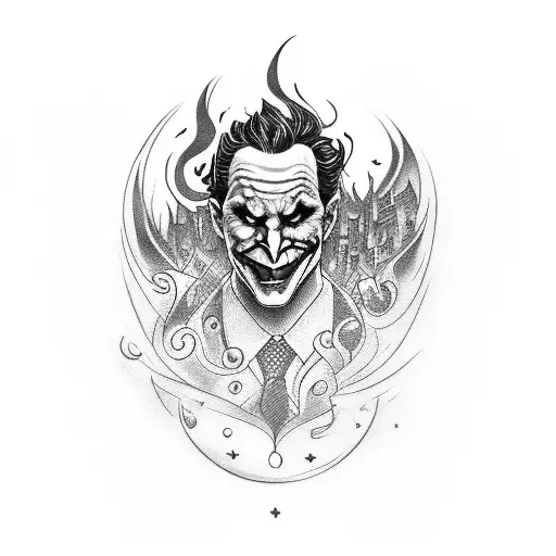 Joker With City On Fire Behind