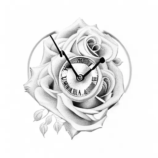 Clock With Roses And The Name Agatha