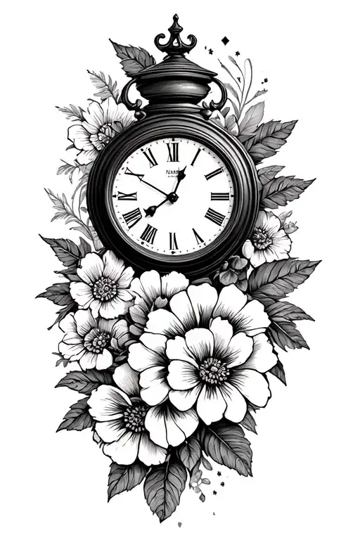 American Themed Outdoor With Clock And Flowers
