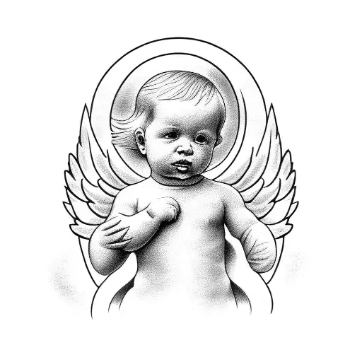 Angel Baby With Clouds And Doves