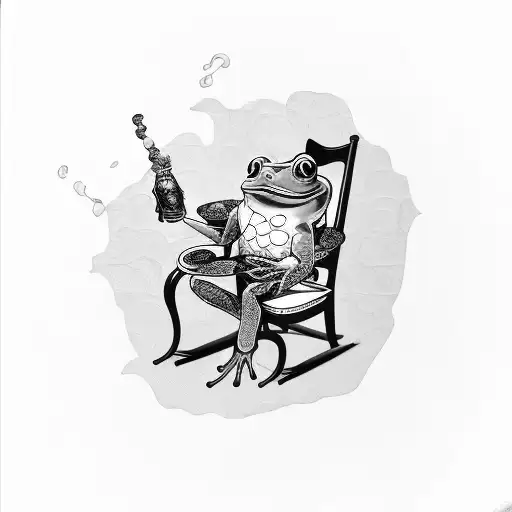 Frog Sitting In A Chair Drinking Beer