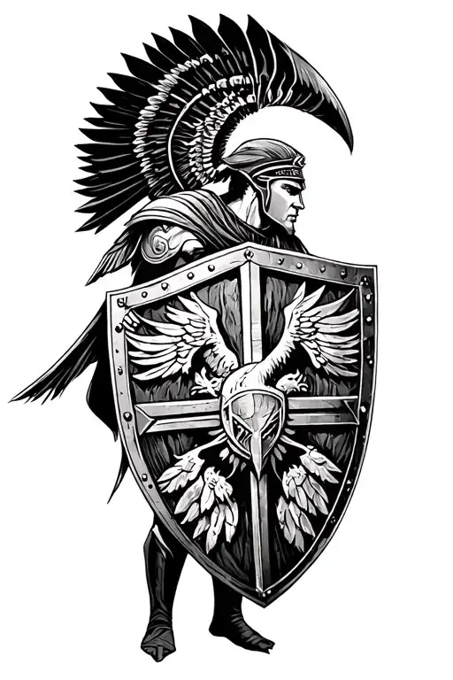 Spartan In Profile Holding A Shield With A Phoenix Drawn On It In His Hand I Want A Lot Of Detail