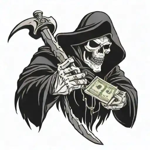 Create A All Black Grim Reaper Tattoo Spreading Money