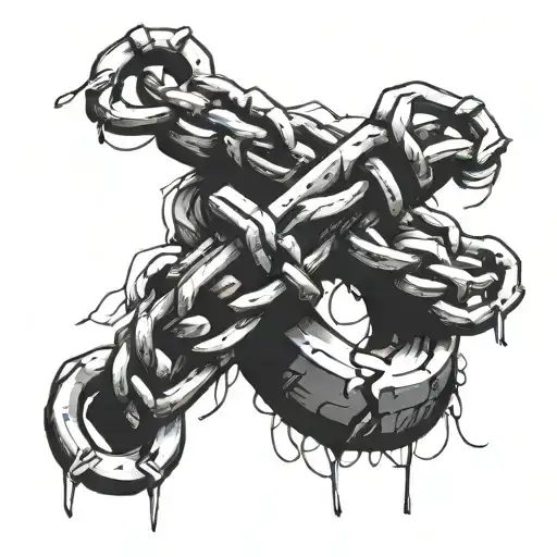 Chains Around Bicep With Cross Breaking Them