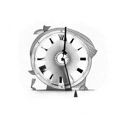 Old Man With Long Pipe Antique Clock In Forest Background