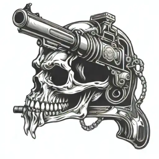 Skull With Gun In Its Mouth