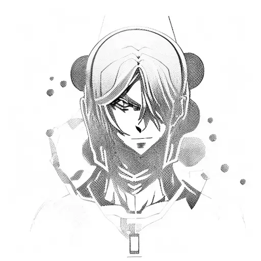 A Futuristic Anime Character Playing Soccer With A Blackwork Style