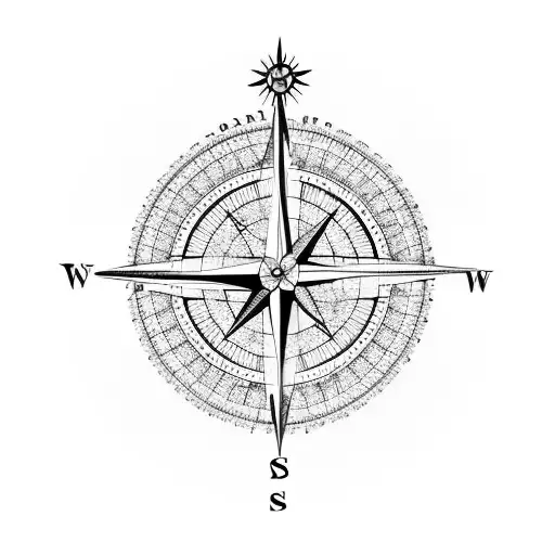 Compass With World Map And Plane Flying Around