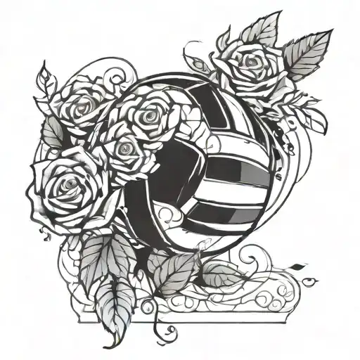 An Abstract Design Of A Volleyball Made Out Of Roses And Leaves