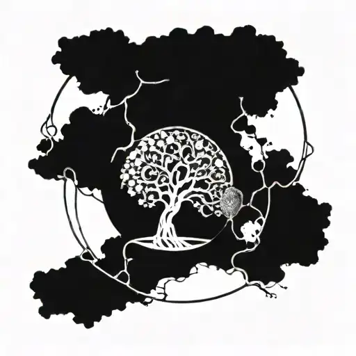 A Tree Of Life Intertwined With Atlas Holding The World Up