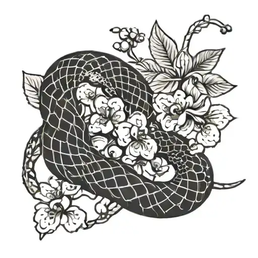 Snake And Cherry Blossums