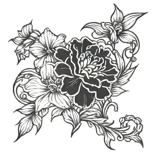 Carnation Daisy Gladiolus Flower Intertwined Vines