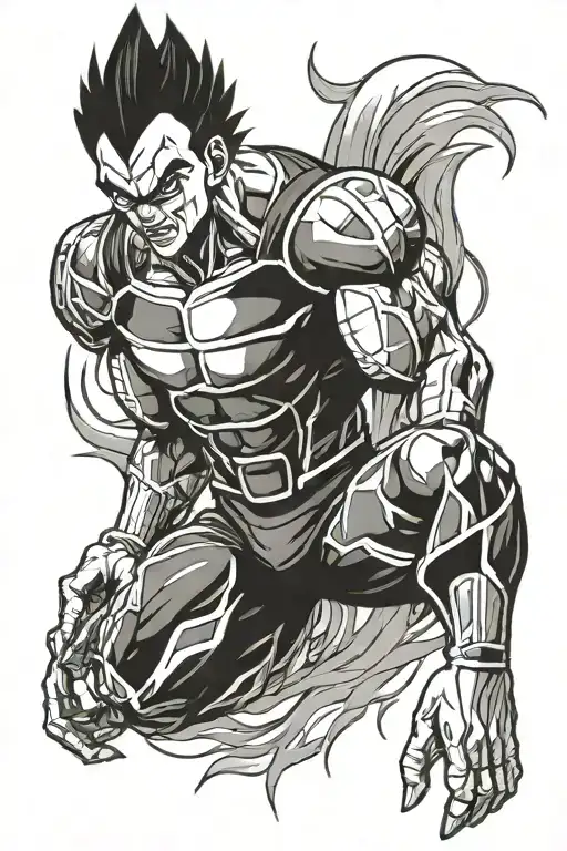 Vegeta Black And White With Blue Energy