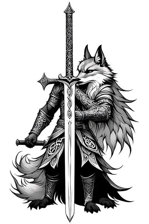 Fox Celtic Warrior Wielding A Sword