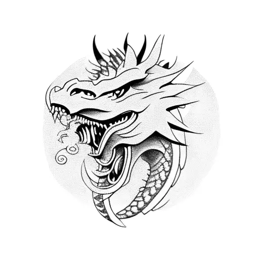 Dragon With Lion Separate Faces