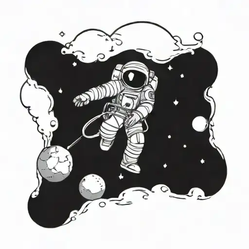 A Beautiful Female Astronaut Baking A Cake On The Moon