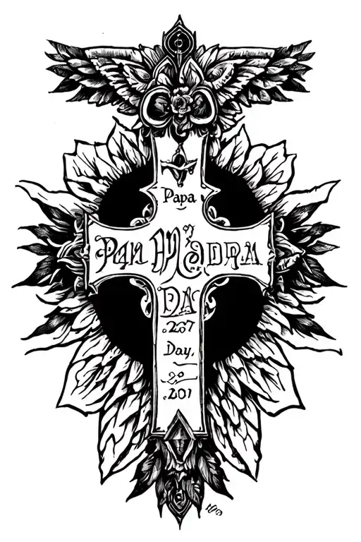 Cross With My Papa Birth Date And The Day He Markings