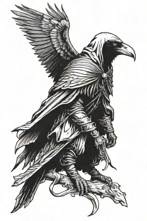 Hooded Warrior With Crow