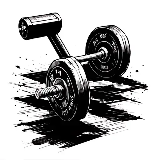 An Abstract Representation Of A Weightlifting Barbell With Blackwork Shading