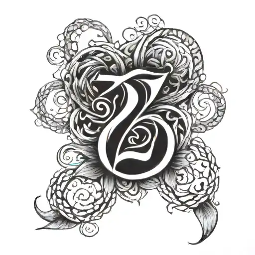 Design A Tattoo With The Numbers 25 And 77 Intertwined In A Creative Way