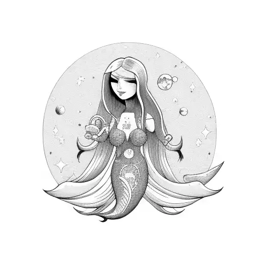 Astronaut Mermaid With Long Hair