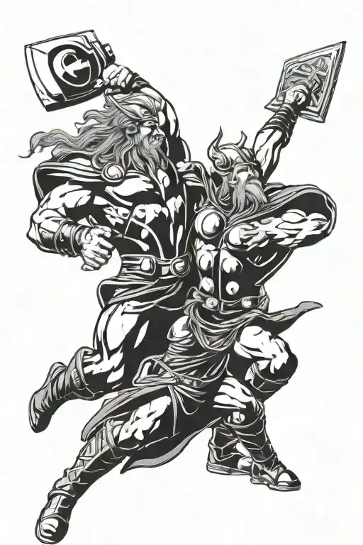 Mcu Thor And Norse Thor God Fighting Each Other