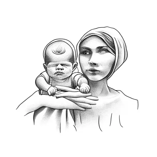 A Mother And Baby Holding Hands