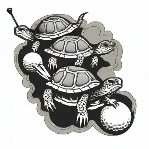 Golf Course Tattoo Featuring Turtles