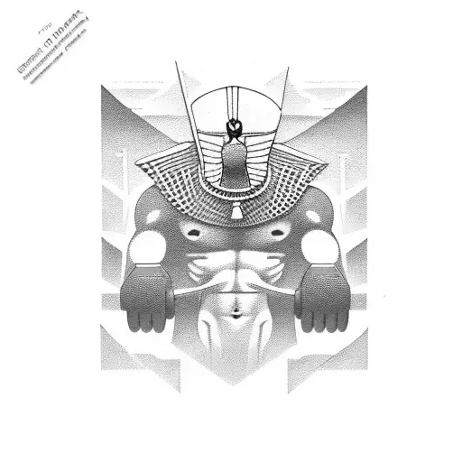 Combine Elements Of Gym And Egyptian Mythology In A Blackwork