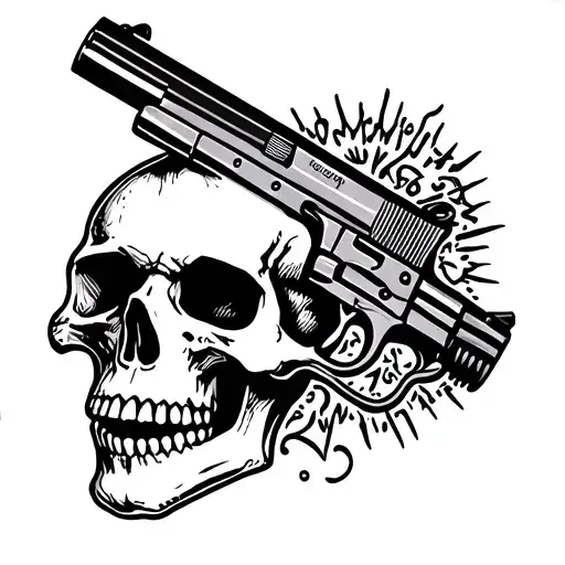 Skull With A Joint And Gun