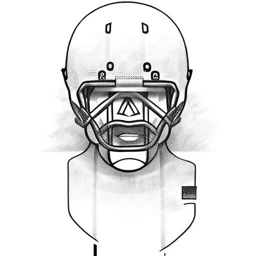 American Football Player With A Helmet Made Of Nordic Runes