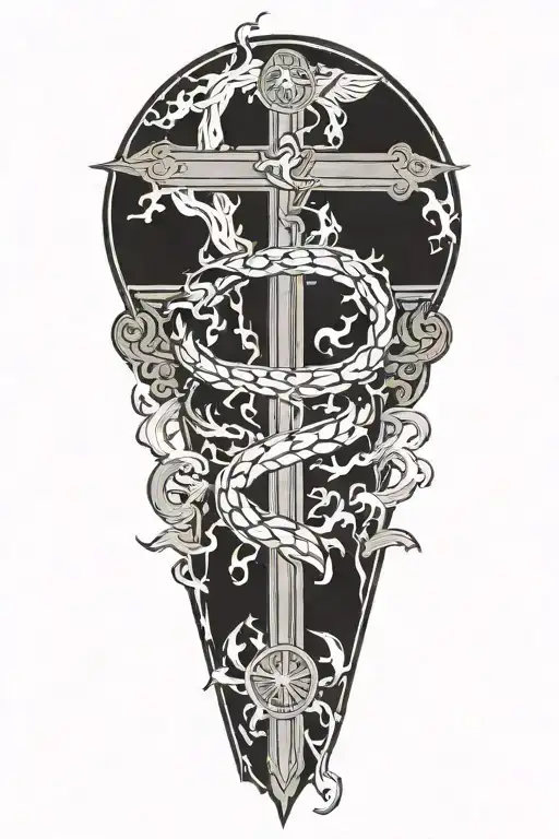 Caduceus Symbol Incorporating Elements