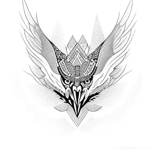 A Majestic Hawk With Intricate Tribal Patterns And Dotwork Details