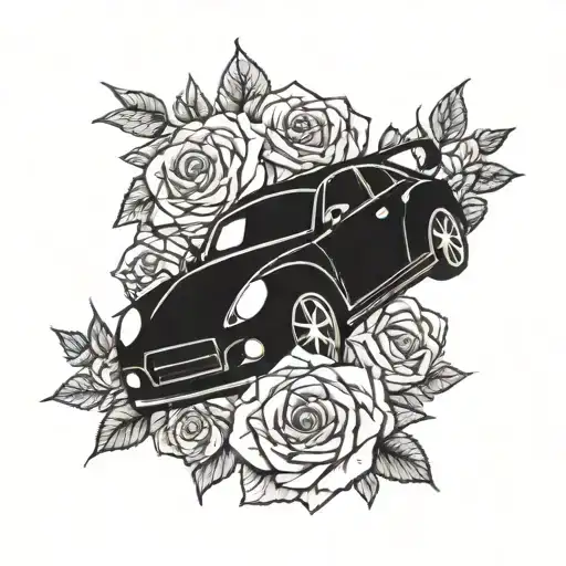 A Car Turbo Surrounded By Roses
