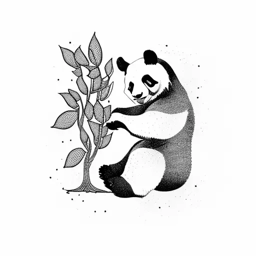 A Panda Meditating Under A Tree Surrounded By Motivational Quotes