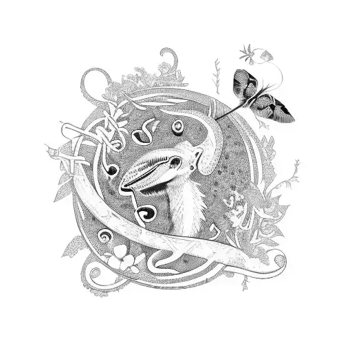 A Design Featuring A Music Sheet With Animals And Plants Intertwined Throughout