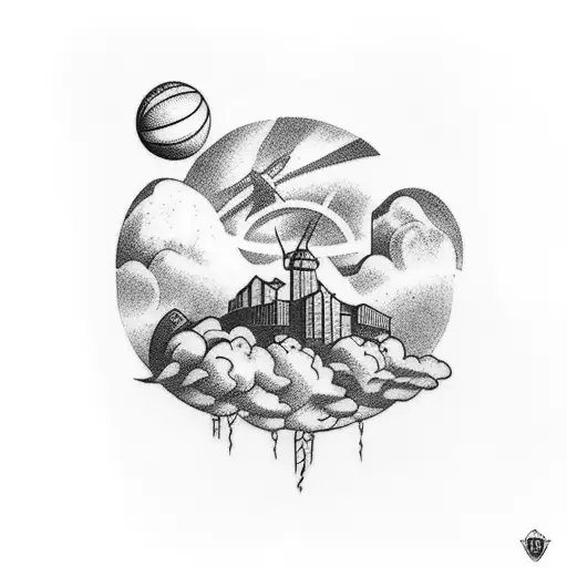 Chosen Basketball Tattoo With Clouds Fading In The Background
