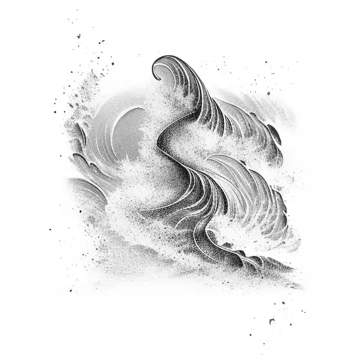 A Minimalist Tattoo Of A Wave Crashing On The Beach