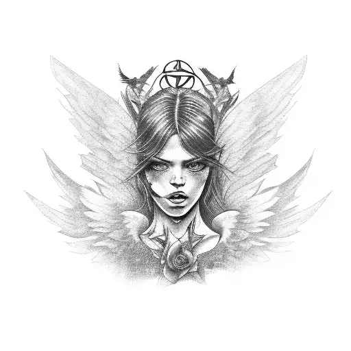 Dark Angel With Aquarius Sign