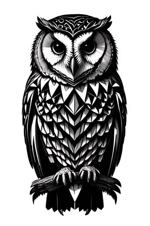 Barn Owl Surrounded By Geometric Sleave