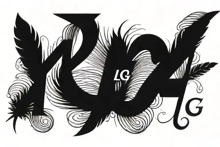 Feather With Letters L K D G