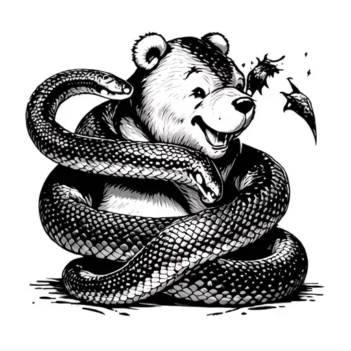 Pooh Bear Crushing A Snake