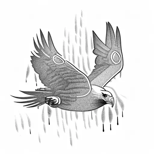 Eagle Flying Against The Rain