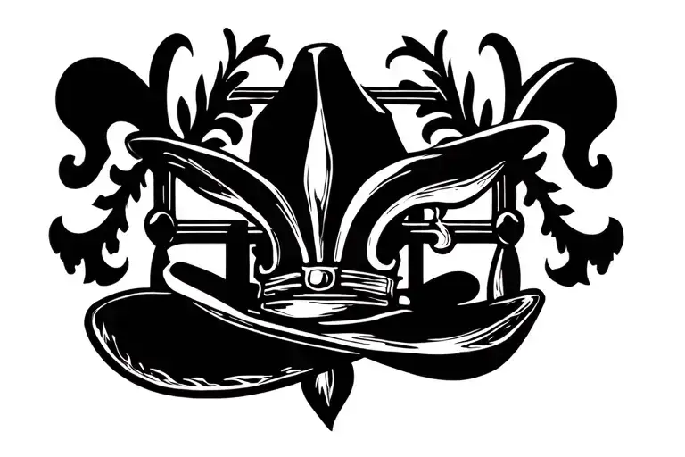 Fleur De Lys With Cowboy Hat Hanging From It