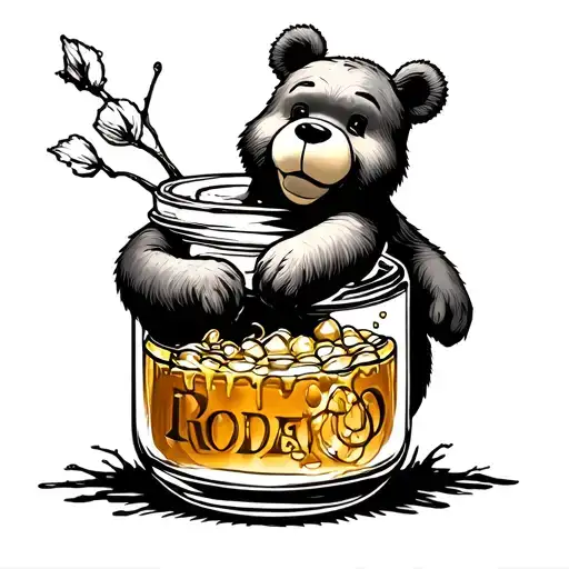 Pooh Bear With Honey Jar Filled