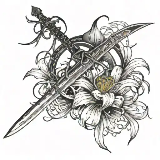Sword With A Spider Lily Rapping Around It