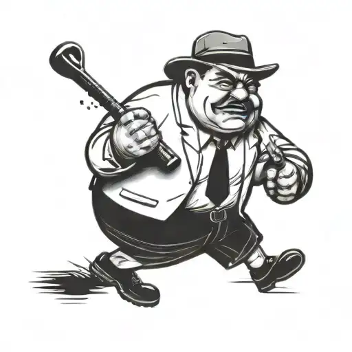 Fat Mafia Boss Playing Golf Club