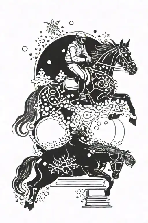 Race Horse And Books And Bubbles And Snow Flakes