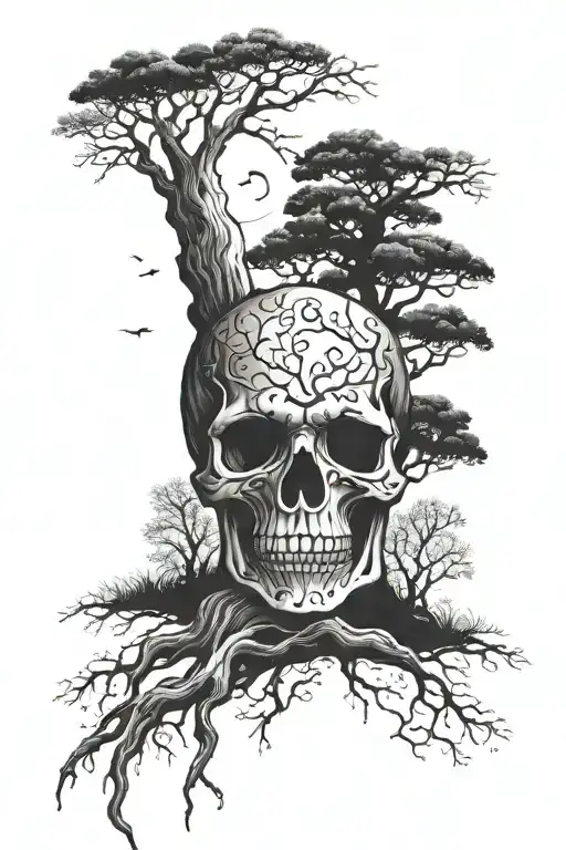 Tree Scary Skull Night Sky